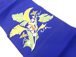 リサイクル　塩瀬金彩手描き草花模様刺繍名古屋帯